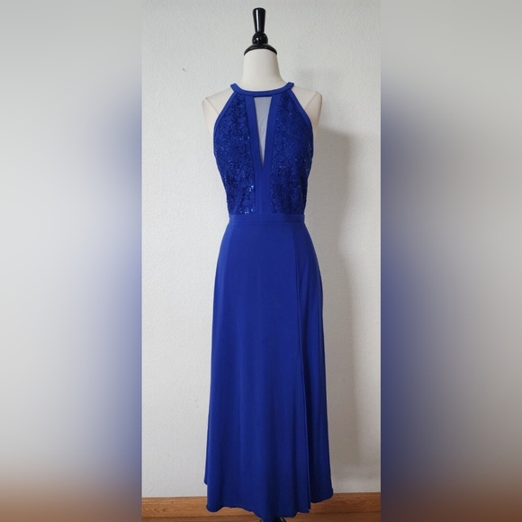 Dresses & Skirts - Royal Blue Halter Evening Dress - Unbranded